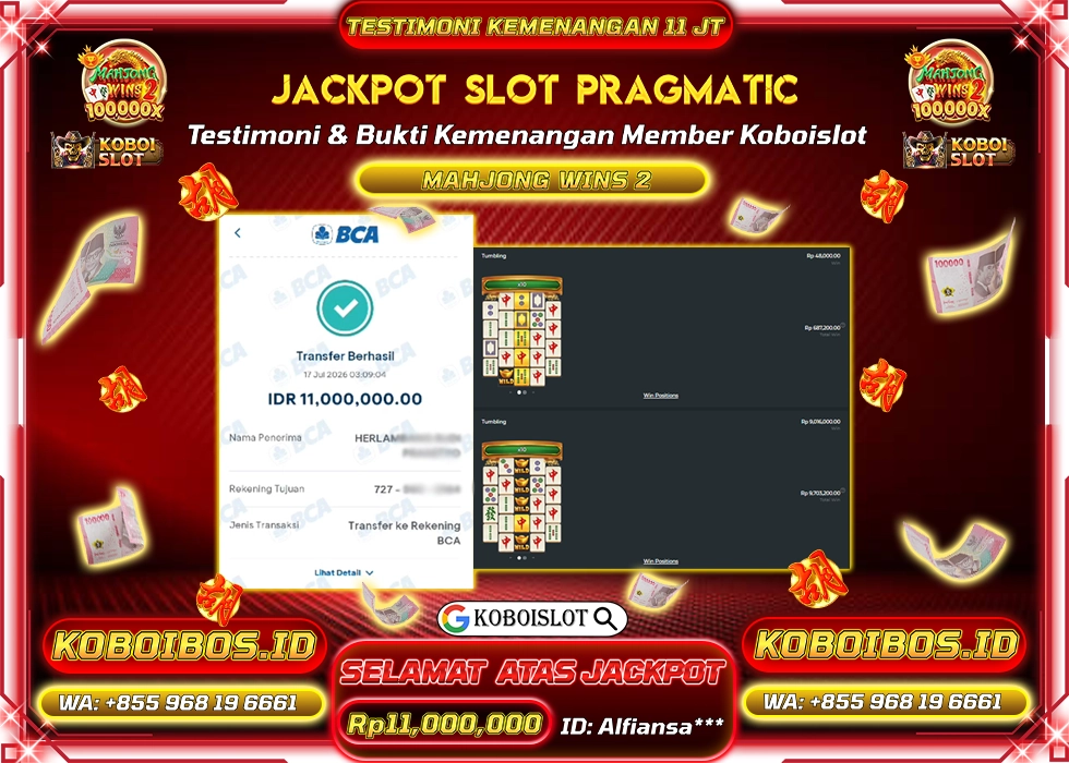 BUKTI KEMENANGAN SLOT GACOR MAHJONG WINS 2 Rp11.000.000,- LUNAS